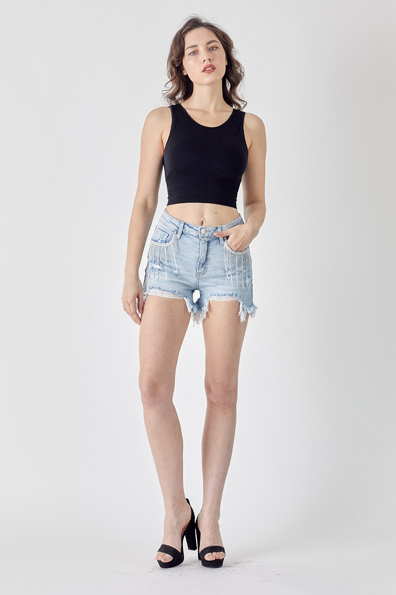 Morgan High Rise Rhinestone Shorts