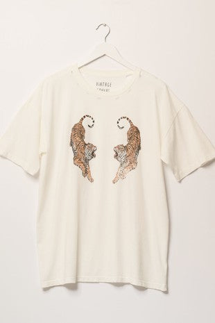 Zoey Tiger Distressed Graphic Tee