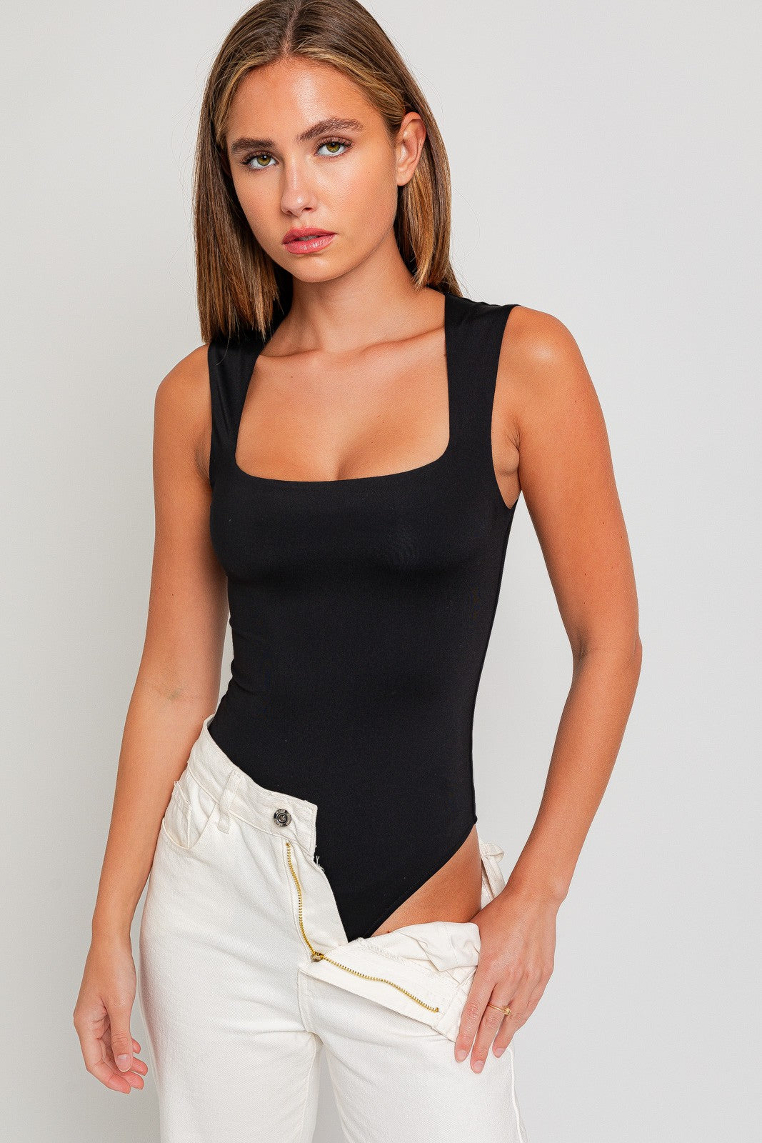 Heather Square Neck Bodysuit