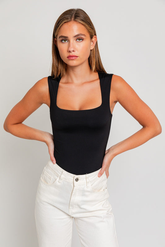 Heather Square Neck Bodysuit