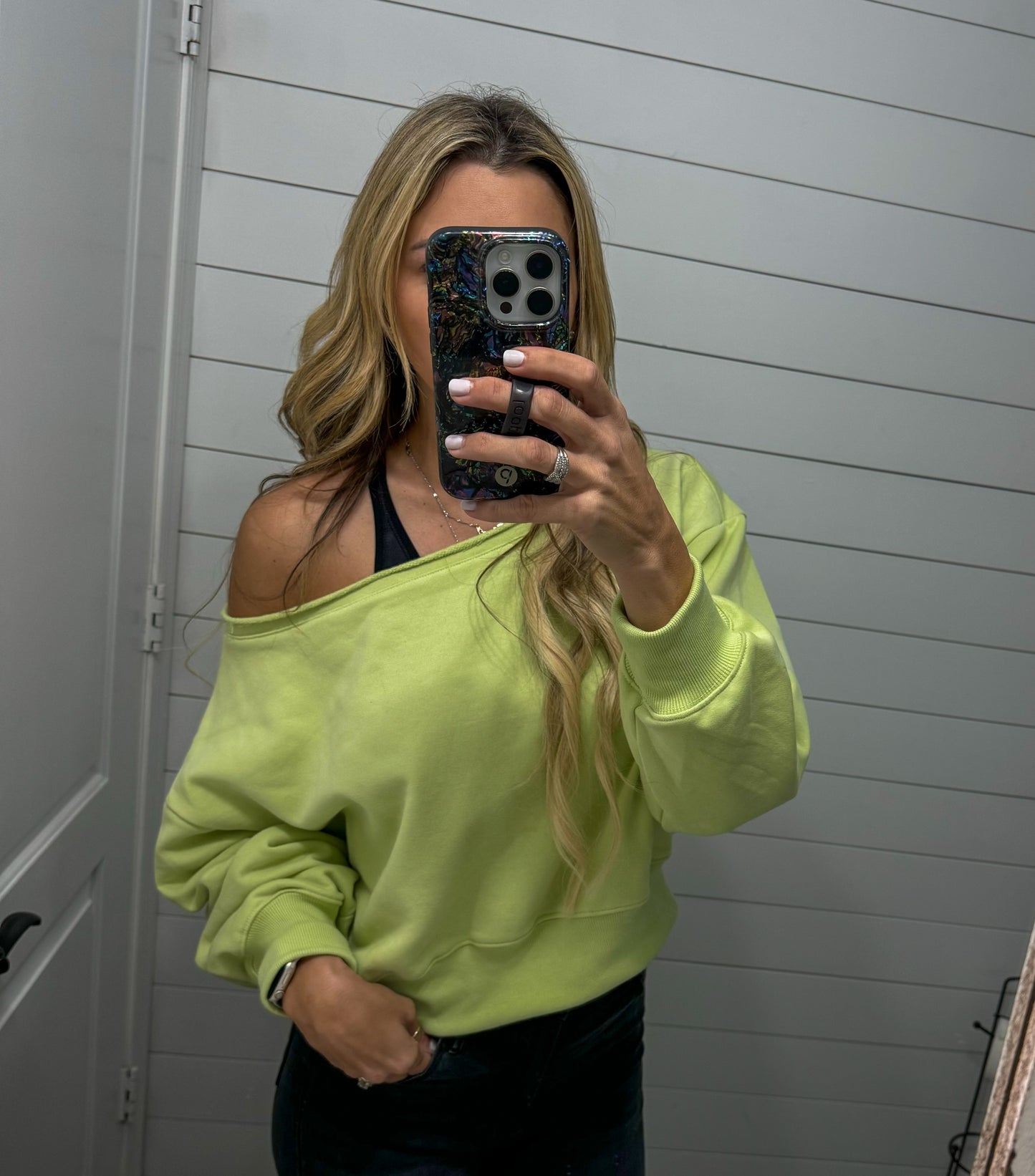 Brooklyn Off The Shoulder Cropped Sweatshirt