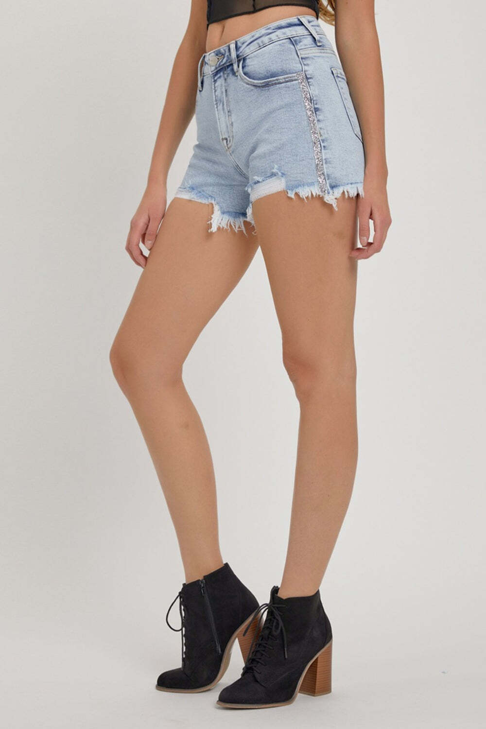 Carey Highrise Rhinstone Strip Shorts