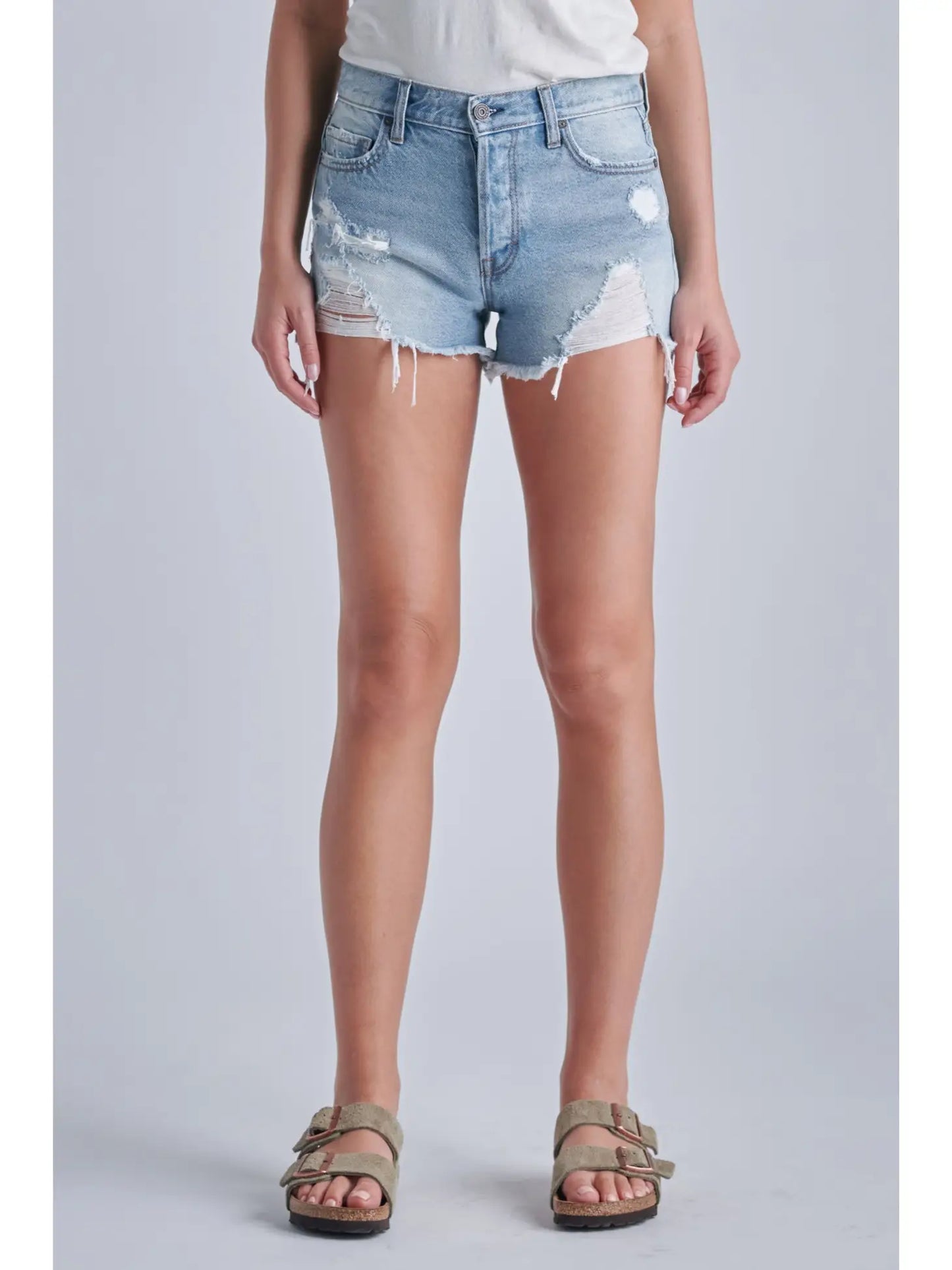 Erin Light Wash Mid-Rise Shorts